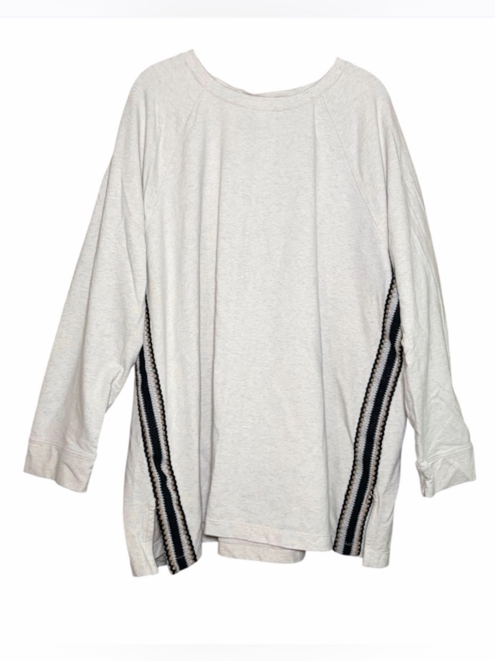 J Jill Fit Side Stripe Pullover Cotton Sweatshirt Womens 3X Grey Soft Athleisure